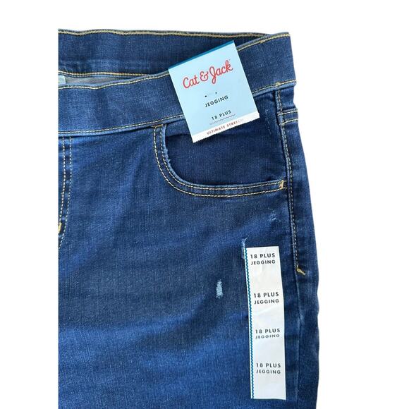 Cat & Jack Youth Girl's Mid-Rise Pull-On Jeggings Size 18 Plus Dark Vintage Blue - Picture 3 of 8